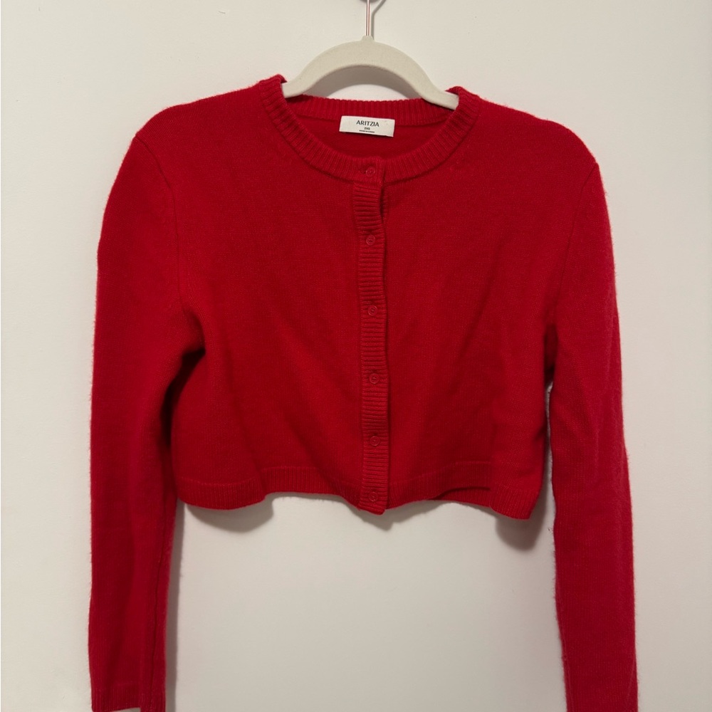 Aritzia Red Sicily Cardigan cashmere